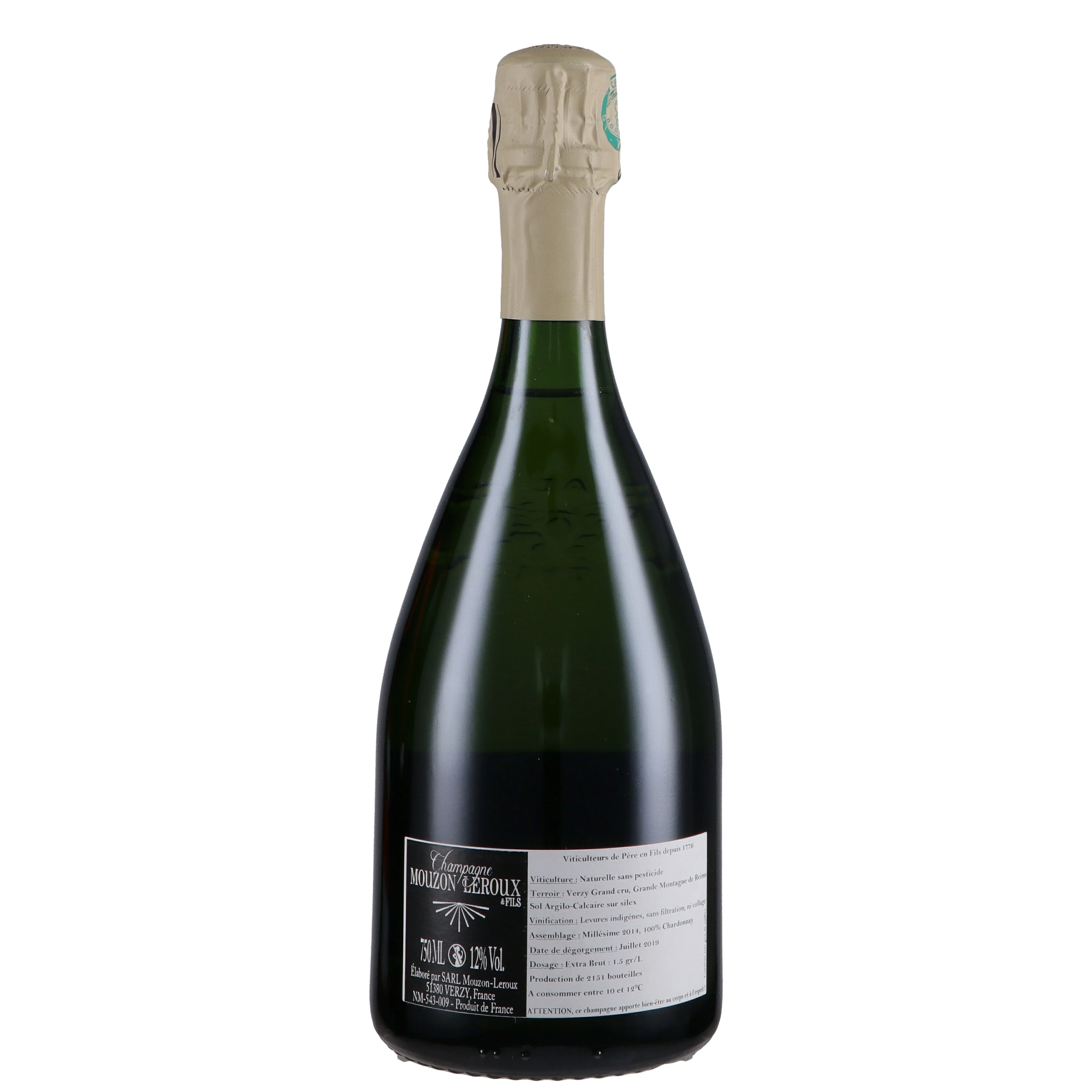 Champagne Extra Brut Blanc de Blancs Verzy Grand Cru "L’Angélique" 2018 - Mouzon Leroux - Image 2