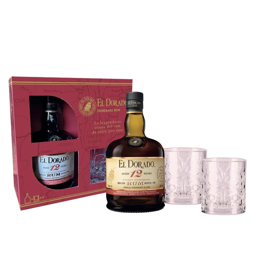 Finest Demerara Rum 12 years old - El Dorado (0.7l - gift pack 2 bicchieri)