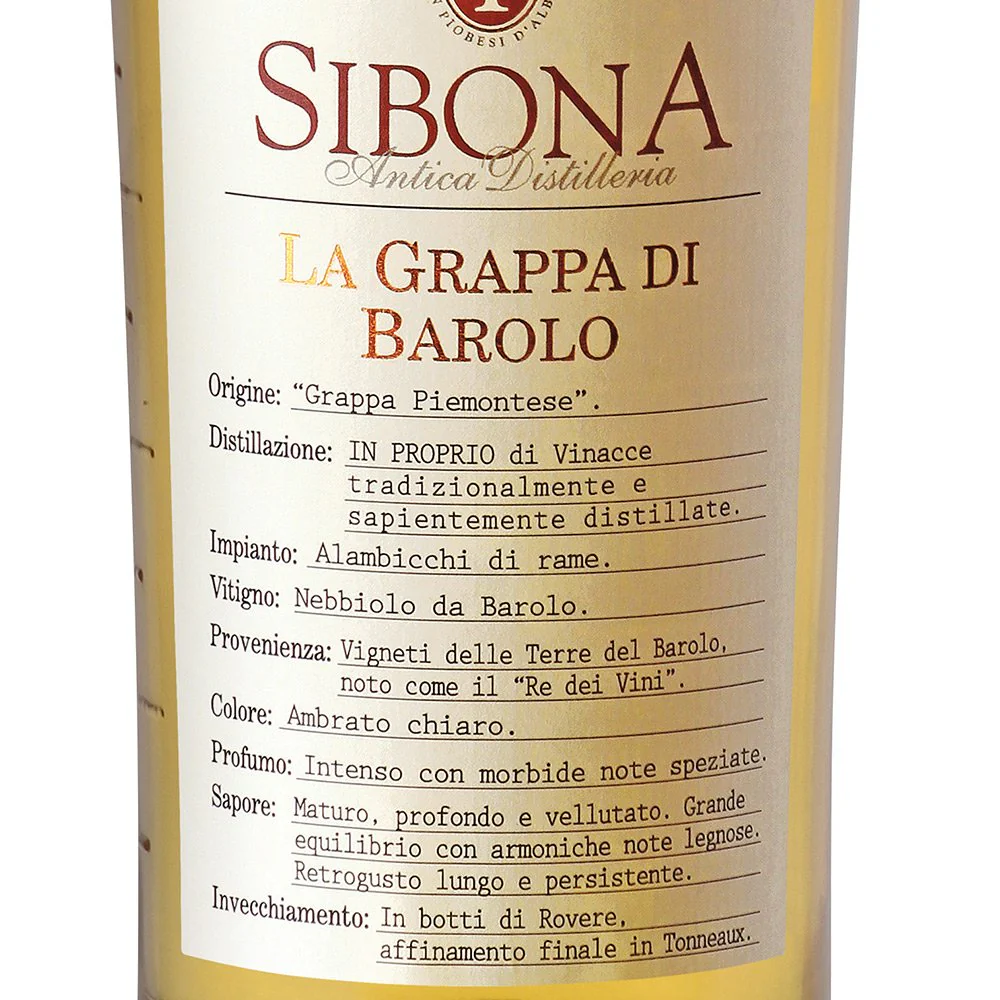 Grappa di Barolo - Sibona (0.5l) - Image 2