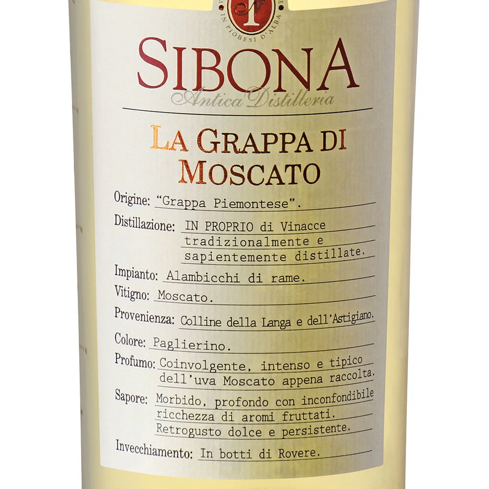 Grappa di Moscato - Sibona (0.5l) - Image 2
