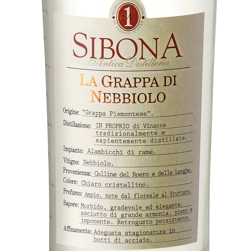 Grappa di Nebbiolo - Sibona (0.5l) - Image 2